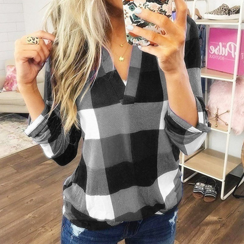 Women's casual plaid shirt
