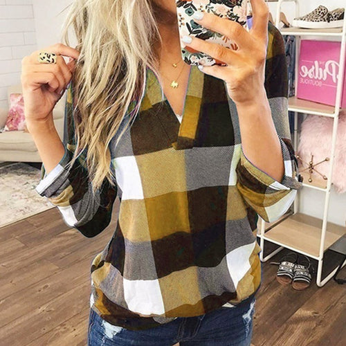 Women's casual plaid shirt