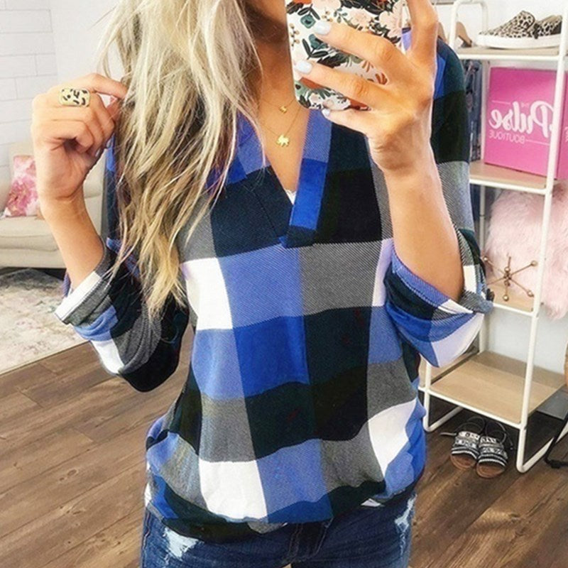 Women's casual plaid shirt