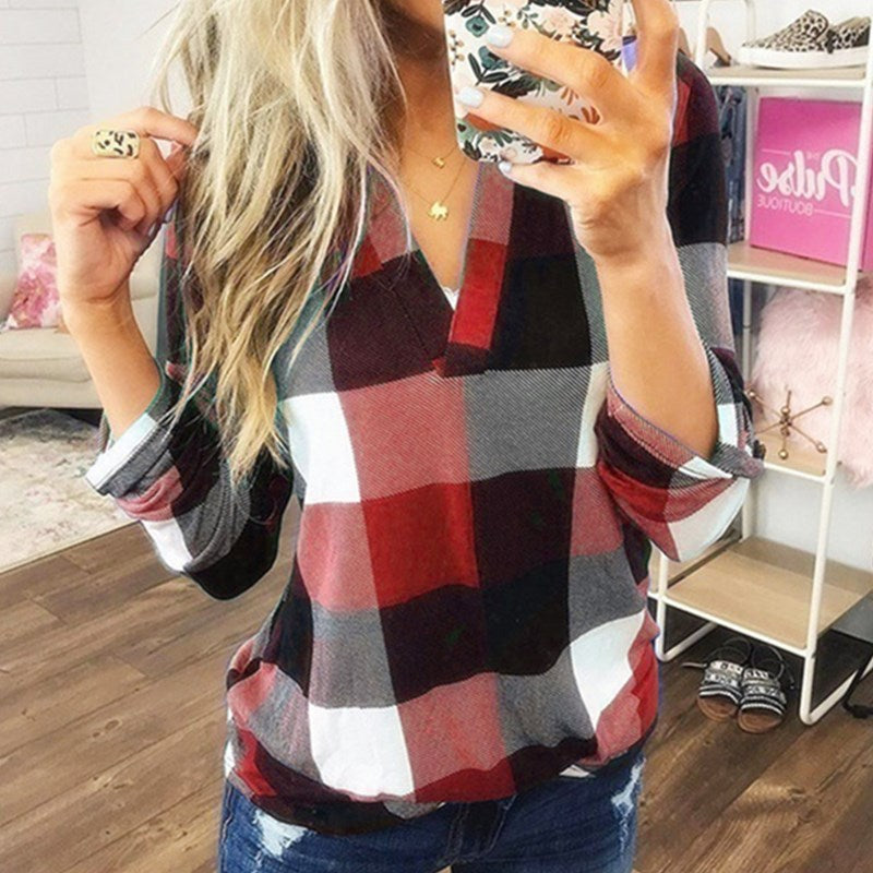 Women's casual plaid shirt