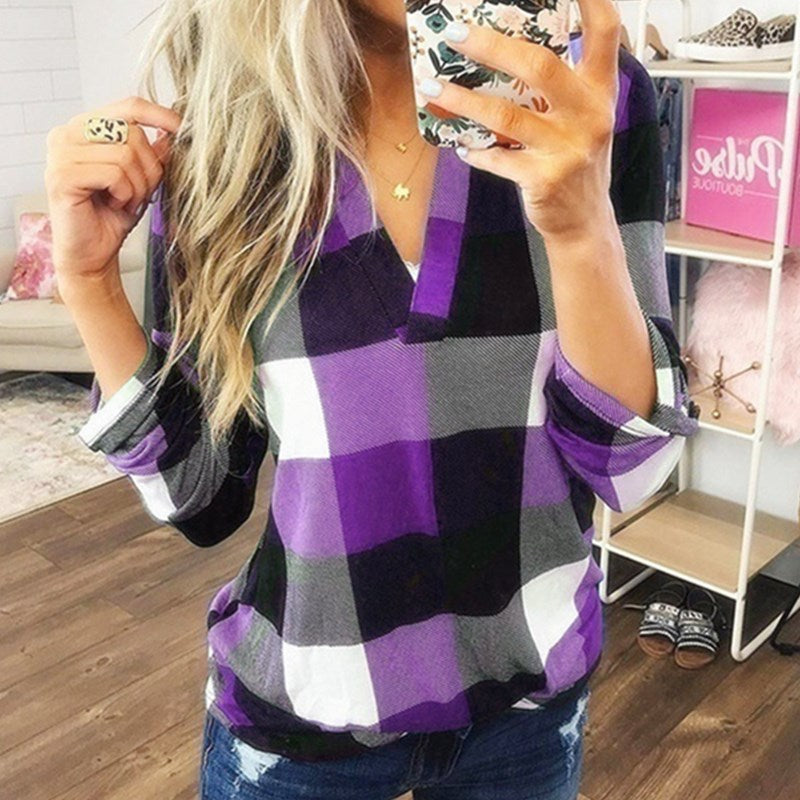 Women's casual plaid shirt